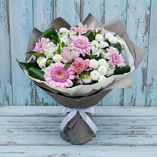 Букет цветов из:  Герберы, Альстромерии и Хризантемы в Нижних Ачалуках