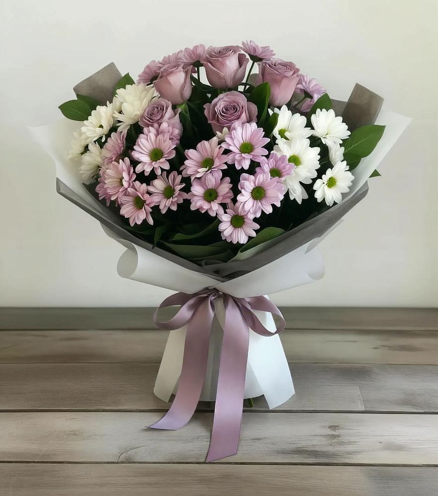 Букет цветов из: Хризантемы и Розы в Нижних Ачалуках