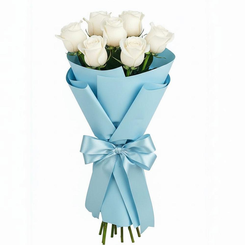 Букет 7 белых роз Проуд в Нижних Ачалуках