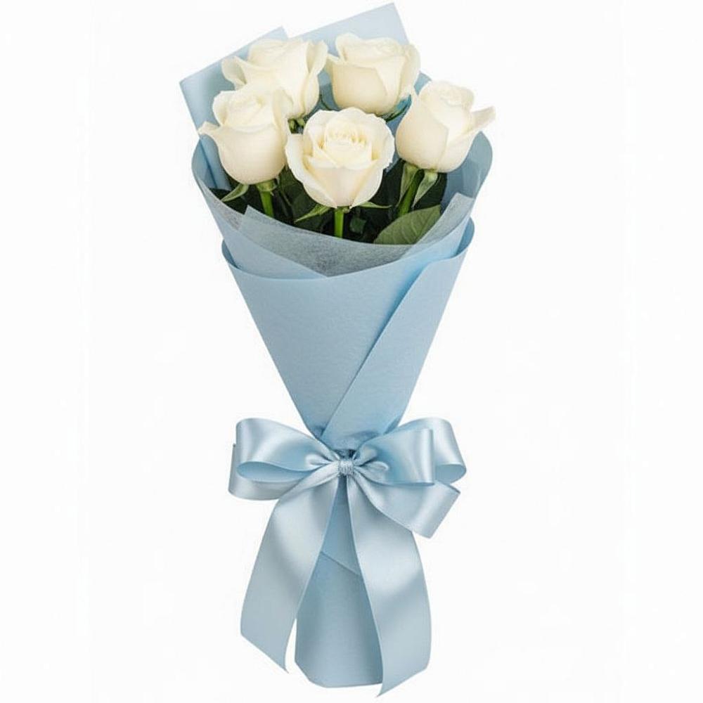 Букет 5 Белых роз Проуд в Нижних Ачалуках