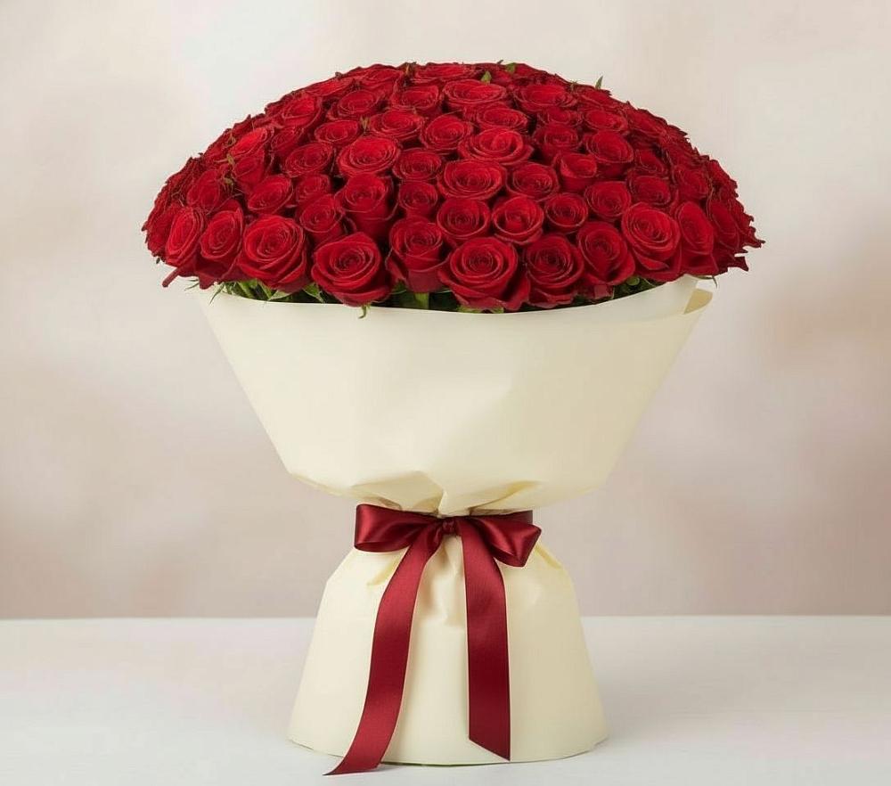 Букет 101 Красная роза Милано в Нижних Ачалуках