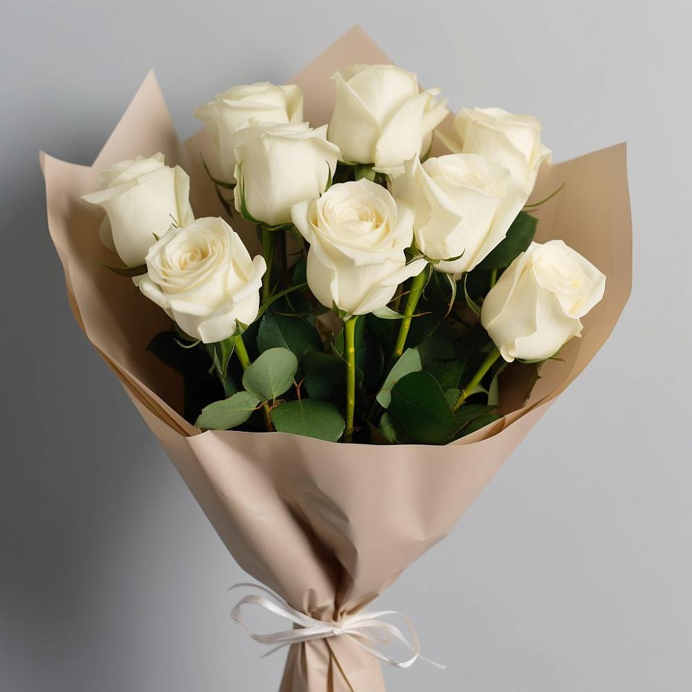 Букет 9 Белых роз Эдлесс Лав в Нижних Ачалуках