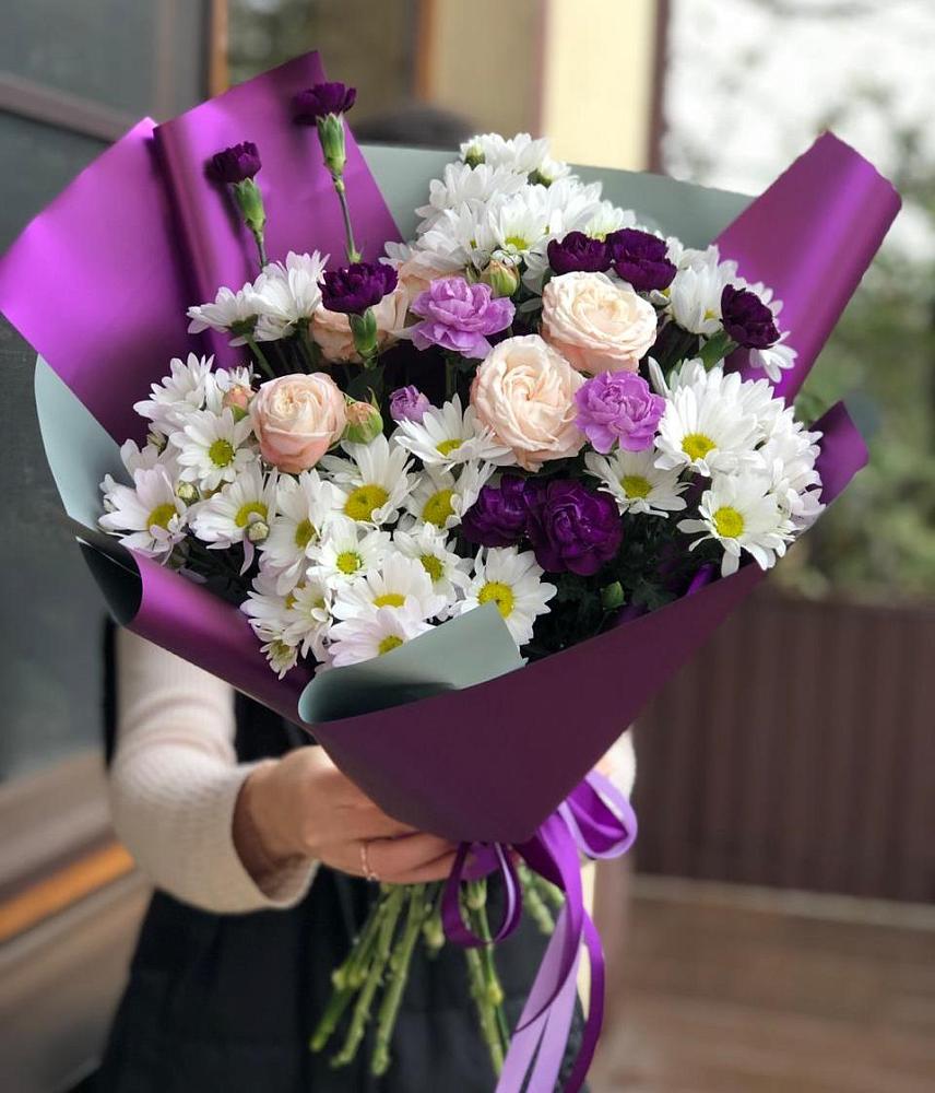 Букет цветов из: Хризантемы, Гвоздики и Розы в Нижних Ачалуках