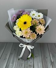 Букет цветов из:  Розы, Герберы и Хризантемы в Нижних Ачалуках
