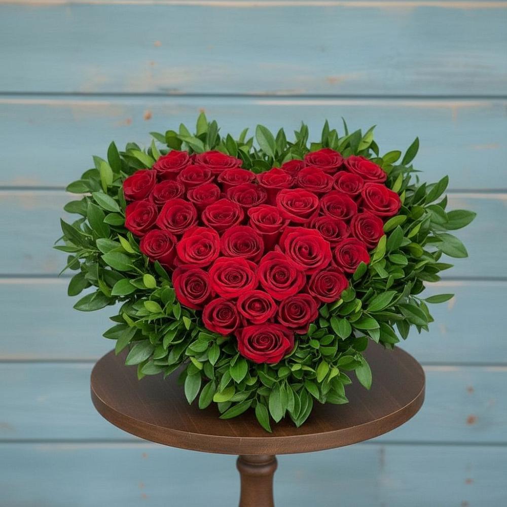 Цветочная композиция из Розы в виде сердца в Нижних Ачалуках