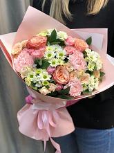 Букет цветов из:  Гвоздики, Розы и Хризантемы в Нижних Ачалуках