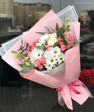 Букет цветов из:  Розы, Лизиантусы и Хризантемы в Нижних Ачалуках