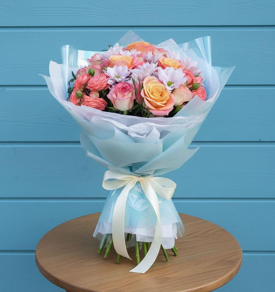 Букет цветов из: Хризантемы и Розы в Нижних Ачалуках