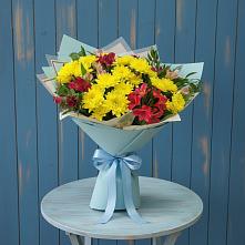 Букет цветов из:  Альстромерии и Хризантемы в Нижних Ачалуках