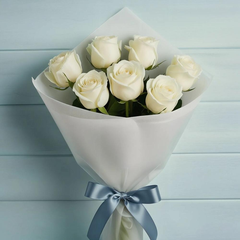 Букет 7 Белых роз Эдлесс Лав в Нижних Ачалуках